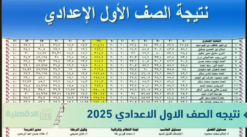 نتيجه الصف الاول الاعدادي برقم الجلوس والاسم الترم الأول 2025 بجميع المدارس