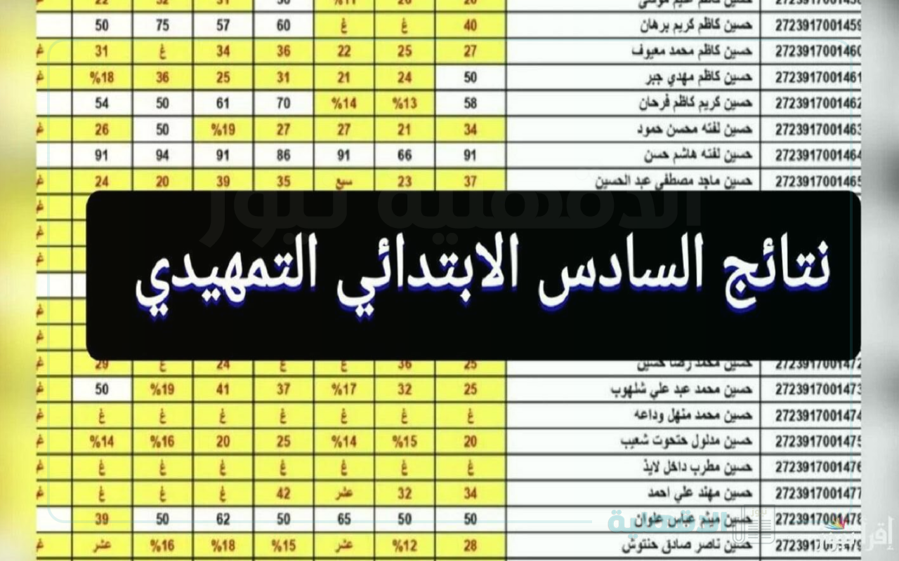 الاستعلام عن نتائج السادس الابتدائي الدور التمهيدي 2025 بالرقم الامتحاني بجميع محافظات العراق