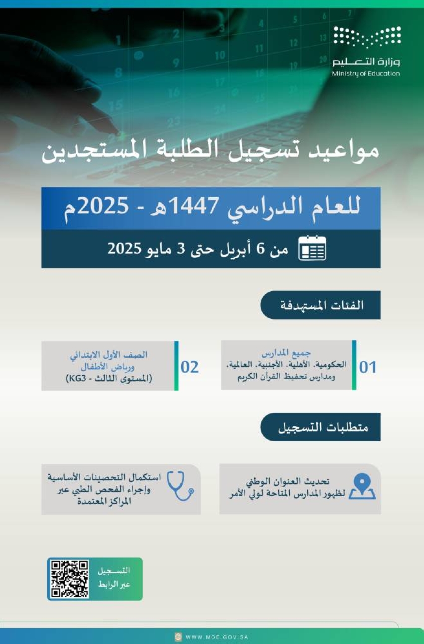 خطوات ورابط تسجيل طلبة الصف الاول الابتدائي عبر نظام نور في المملكة العربية السعودية 2025 - 1446