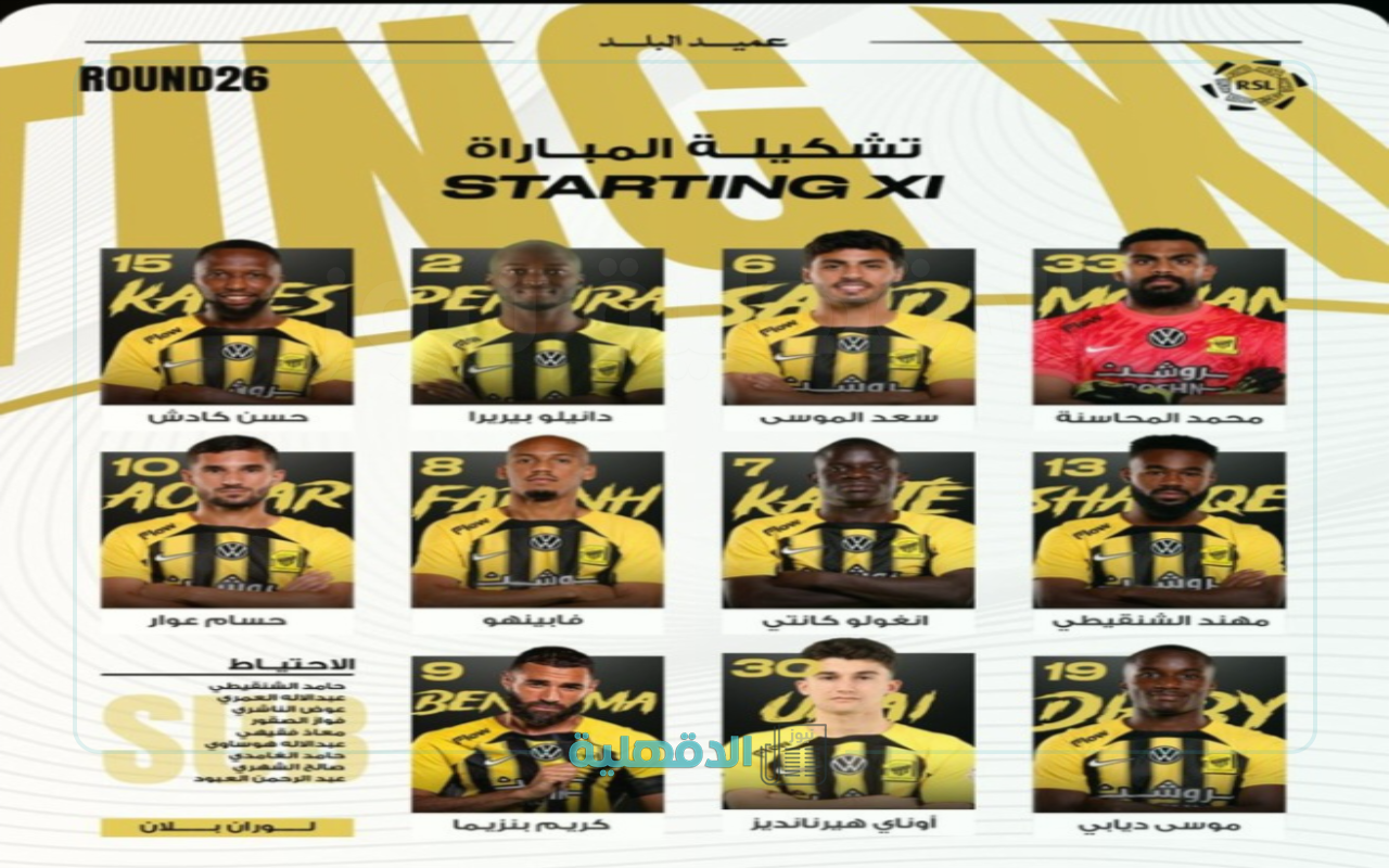 تشكيلة الاتحاد ضد الأهلي الرسمية al ahli vs al ittihad في دوري روشن السعودي 2025 والقنوات الناقلة والموعد