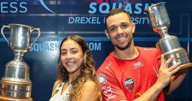 احتفال تتويج مصطفى عسل وهانيا الحمامي ببطولة أمريكا المفتوحة للاسكواش.. لحظات فخر وإنجاز