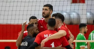 انتصار الأهلي على المنيا في منافسات دوري رجال الطائرة